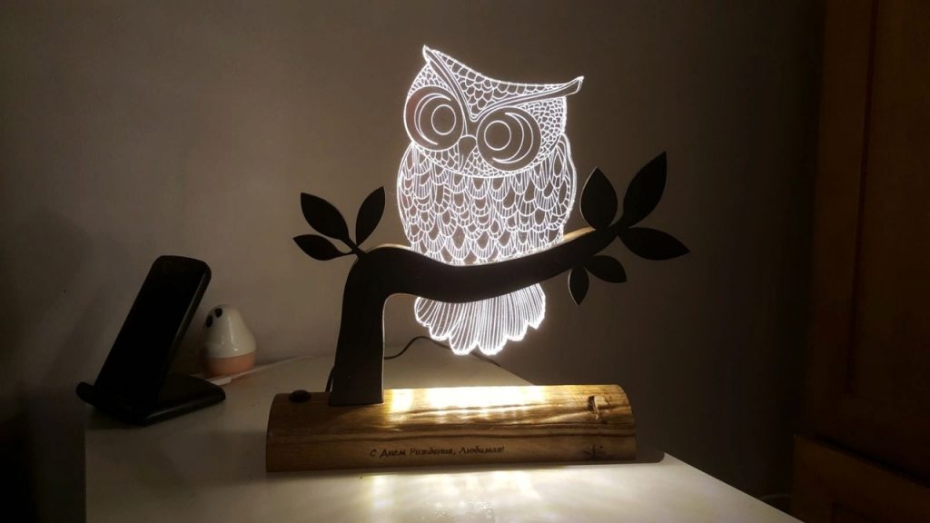 Download Owl 3D LED Night Light free dxf files download - Free Vector