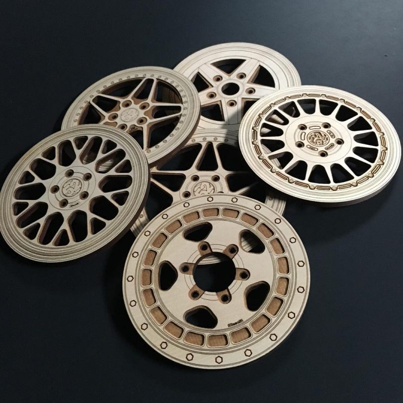 Wheel coasters laser cut templates files for laser cutting - Free Vector