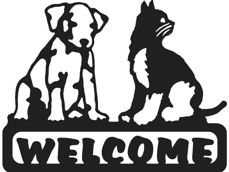 Welcome sign dog and cat DXF files free & Vectors
