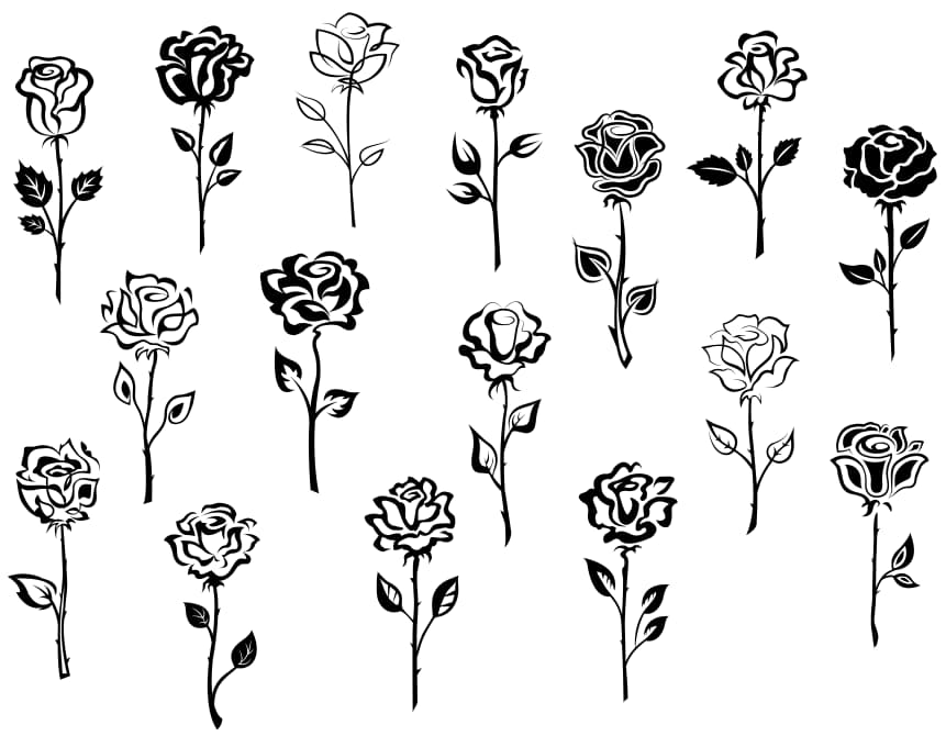 flower clipart black and white