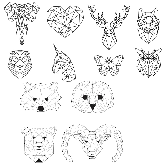 free vector download Geometric Animals DXF file
