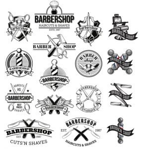 barber shop vector free download Logo Set CDR File - Free Vector