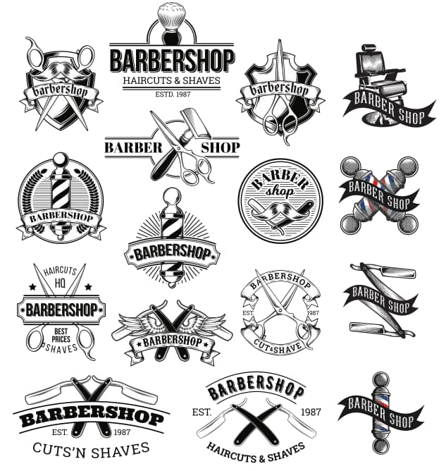 Barber Shop Stickers (.eps) Free Vector Download 