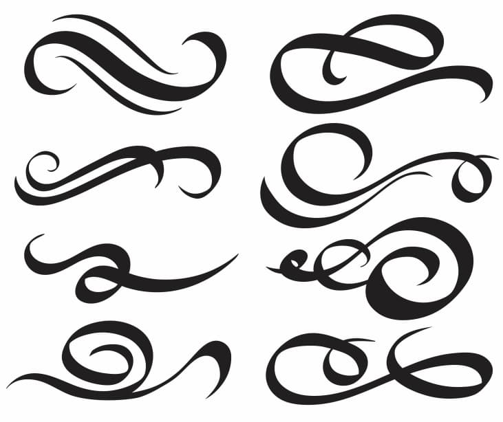 Monochrome swooshes set Royalty Free Vector Image