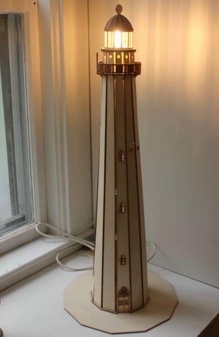 laser cut lighthouse lamp