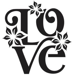 Love floral wall decor DXF file download free - Free Vector