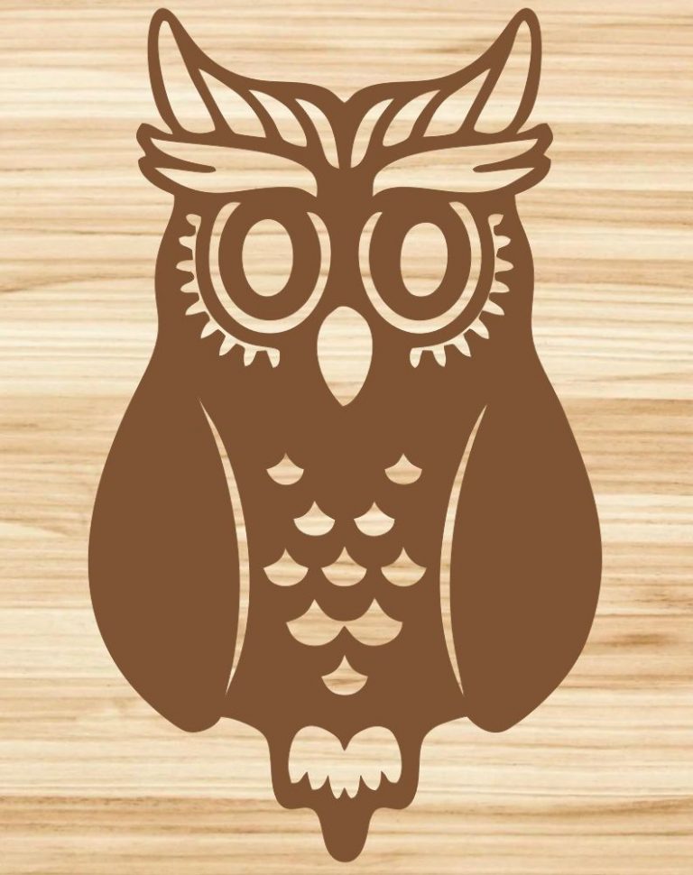 Wooden decoration Owl DXF Files For laser engraving - Free Vector