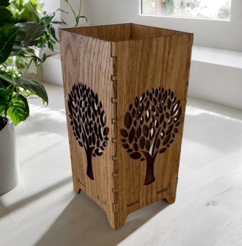 Wooden Box with Tree Cutout CDR File Download - Free Vector