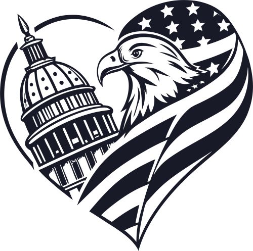 Heart Shaped DXF Vector with Eagle and Flag - Free Vector